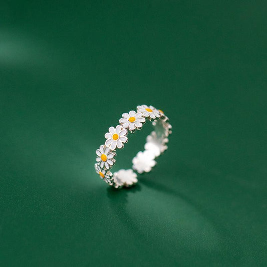 Mori White Daisy Flower Cute Ring - rings - Mori White Daisy Flower Cute Ring - Daisy Ring / Adjustable opening - by Hunny Life