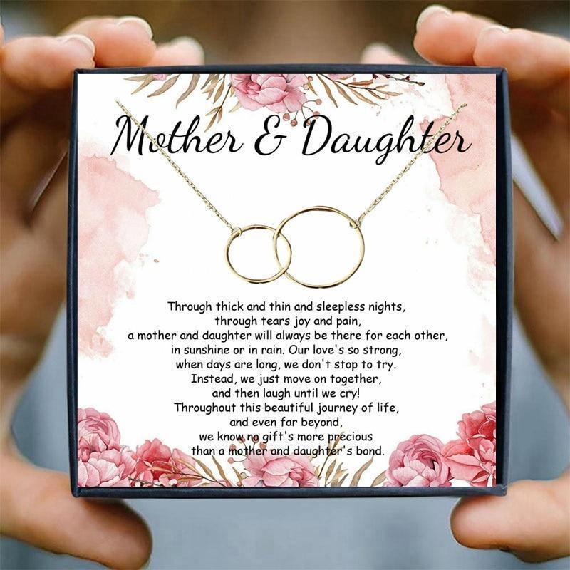 Mother and Daughter Double Circle Necklace Set - mom and daughter necklaces - Mother and Daughter Double Circle Necklace Set - rose gold Gift Box - by Hunny Life