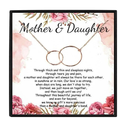 Mother and Daughter Double Circle Necklace Set - mom and daughter necklaces - Mother and Daughter Double Circle Necklace Set - rose gold Gift Box - by Hunny Life
