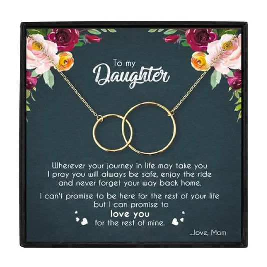 Mother & Daughter Double Circles Necklace Set - daughter necklaces - Mother & Daughter Double Circles Necklace Set - Gold - by Hunny Life