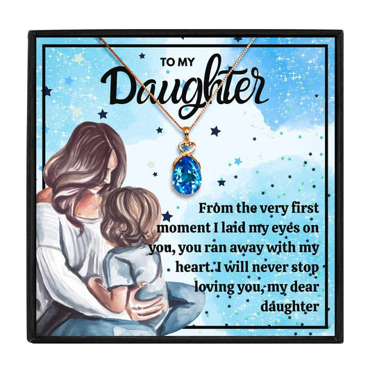 Mother Daughter Gift Necklace For A Special Bond - daughter necklaces - Mother Daughter Gift Necklace For A Special Bond - Blue Crystal Necklace / Rose Gold - by Hunny Life