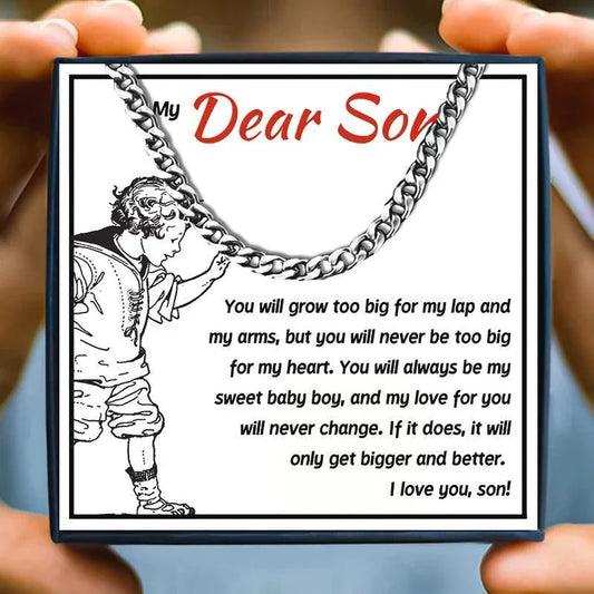 Mother Son Necklace Gift Set For Son - son necklace - Mother Son Necklace Gift Set For Son - Silver / 50cm / 5mm - by Hunny Life