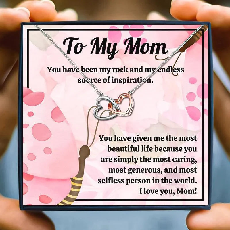 Mummy Love Double Heart Shaped Gift Necklace - mom necklaces - Mummy Love Double Heart Shaped Gift Necklace - Moon and Back - by Hunny Life