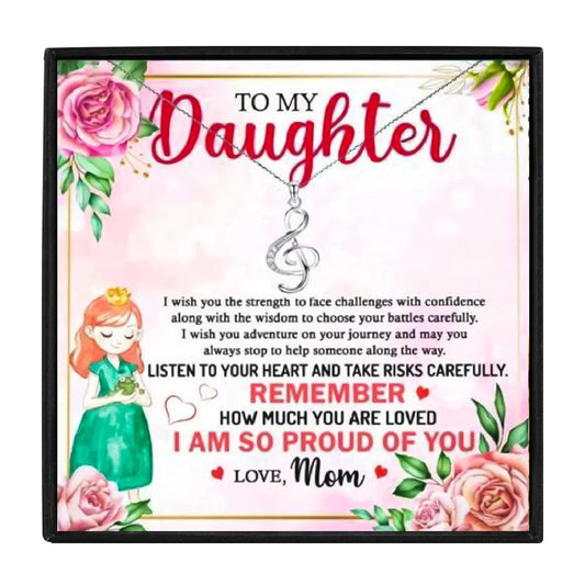 Music Note Pendant gift Necklace for Daughter - daughter necklaces - Music Note Pendant gift Necklace for Daughter - Design 1 - by Hunny Life