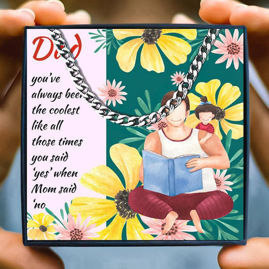 My Dad Stainless Steel Necklace Gift Set - dad necklace - My Dad Stainless Steel Necklace Gift Set - Silver / 50cm / 5mm - by Hunny Life