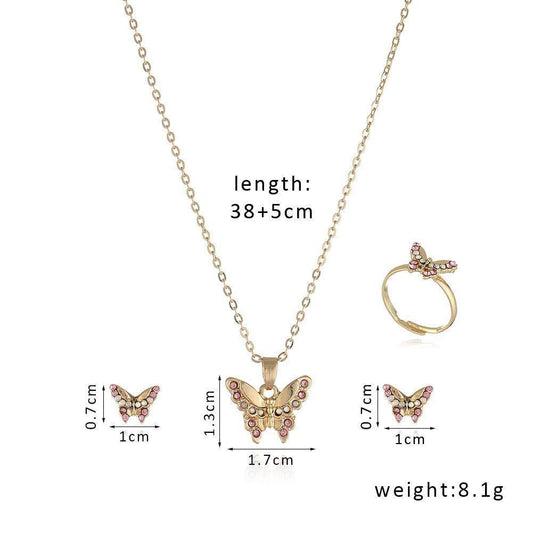 Necklace Earrings Ring Jewelry Set - necklaces - Necklace Earrings Ring Jewelry Set - A - by Hunny Life