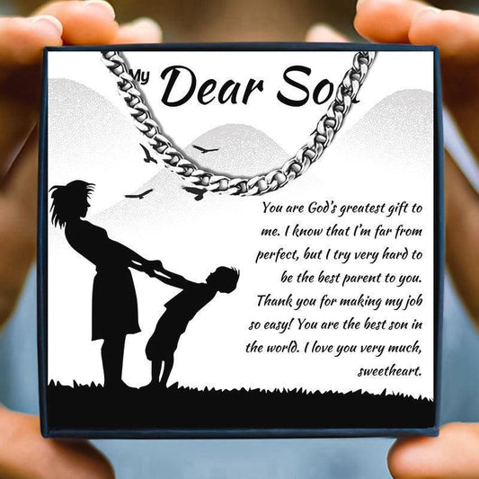 Necklace Gift For My Son From Mom - son necklace - Necklace Gift For My Son From Mom - Silver / 50cm / 5mm - by Hunny Life