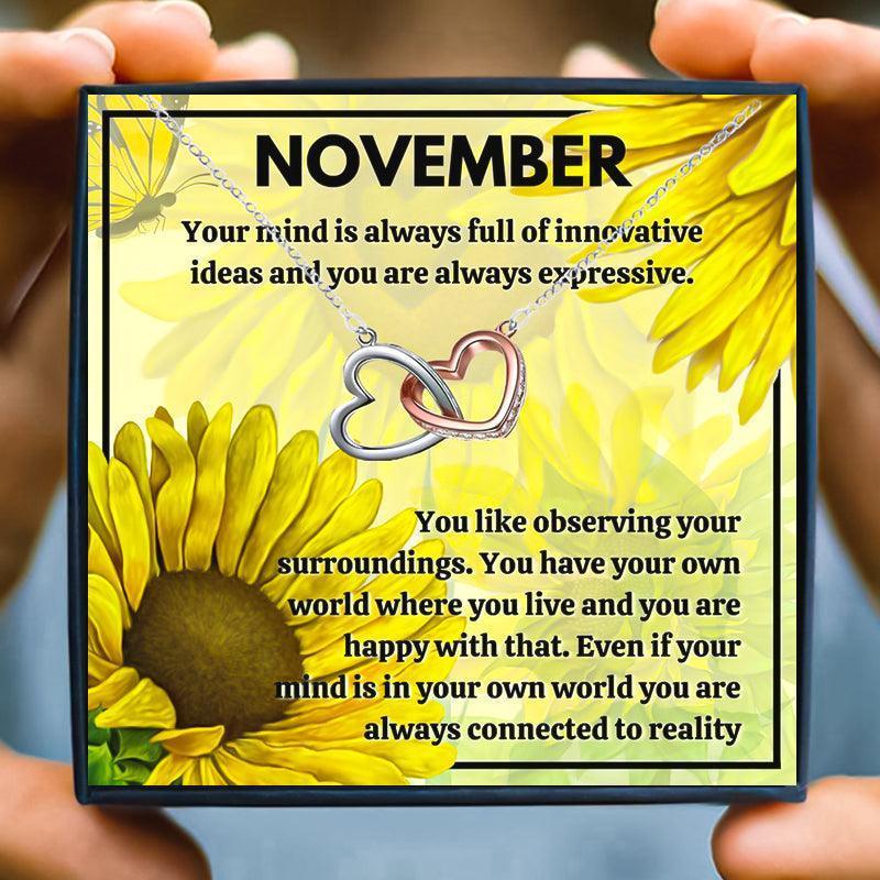 November Birth Month Birthstone Love Knot Necklace Gift Set - Month necklace - November Birth Month Birthstone Love Knot Necklace Gift Set - Free Box / Double Heart - by Hunny Life