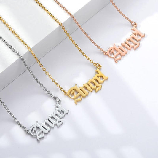 Old English Alphabet Angel Babygirl Princess Necklace - necklace - Old English Alphabet Angel Babygirl Princess Necklace - Gold-color / Princess / UNITED STATES - by Hunny Life