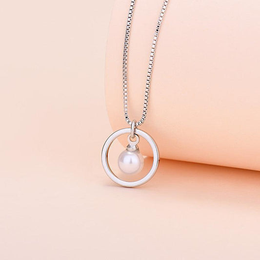 Pearl Circle Necklace Gift To My Beautiful Wife - wife necklaces - Pearl Circle Necklace Gift To My Beautiful Wife - txx193d15 Gift Box - by Hunny Life