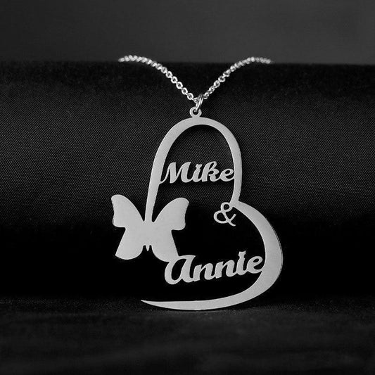 Personalize 2 Names Custom Necklace - Custom Name Necklaces - Personalize 2 Names Custom Necklace - Silver - by Hunny Life