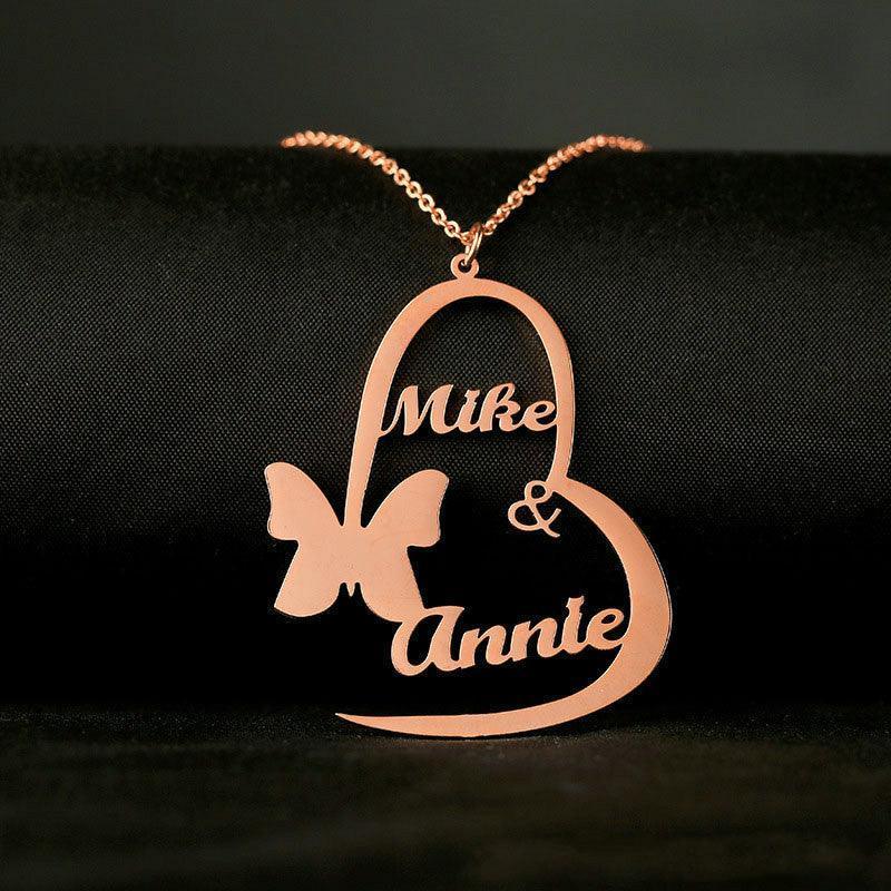 Personalize 2 Names Custom Necklace - Custom Name Necklaces - Personalize 2 Names Custom Necklace - Rose Gold - by Hunny Life