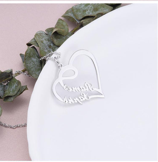 Personalized Custom Heart-shaped Letter Necklace - Custom Name Necklaces - Personalized Custom Heart-shaped Letter Necklace - Silver - by Hunny Life