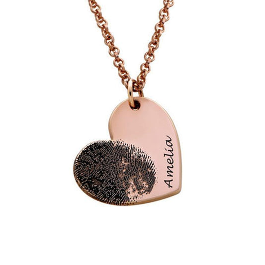 Personalized Fingerprint Necklace - Personalized Pendant - Personalized Fingerprint Necklace - Rose Gold - by Hunny Life