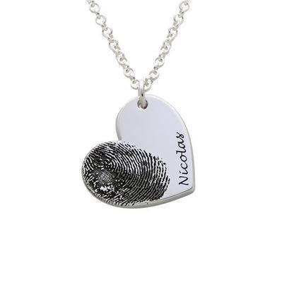 Personalized Fingerprint Necklace - Personalized Pendant - Personalized Fingerprint Necklace - Silver - by Hunny Life