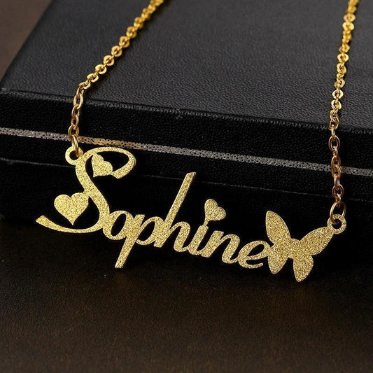 Personalized Frosted Custom Necklace - Custom Name Necklaces - Personalized Frosted Custom Necklace - Golden necklace - by Hunny Life