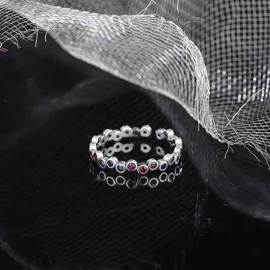 Rainbow Bubble Versatile Women's S925 Sterling Silver Ring - rings - Rainbow Bubble Versatile Women's S925 Sterling Silver Ring - Silver - by Hunny Life