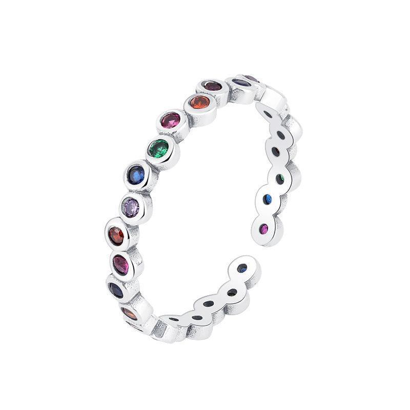 Rainbow Bubble Versatile Women's S925 Sterling Silver Ring - rings - Rainbow Bubble Versatile Women's S925 Sterling Silver Ring - Silver - by Hunny Life