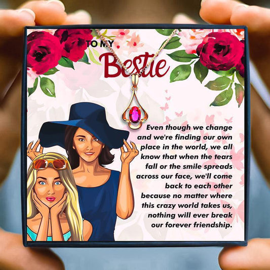 Red Crystal Friendship Rose Gold Necklace Gift Set - Friendship Necklace - Red Crystal Friendship Rose Gold Necklace Gift Set - Default Title - by Hunny Life