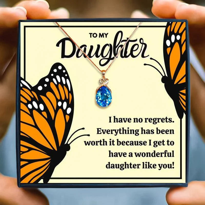 Red Crystals Necklace Gift for Daughter - daughter necklaces - Red Crystals Necklace Gift for Daughter - Red Crystal Necklace / Rose Gold - by Hunny Life