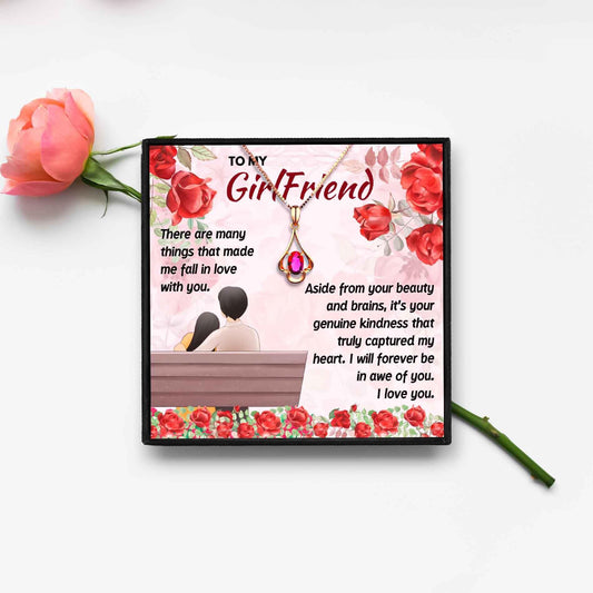 Red Gemstone Rose Gold Necklace To My Girlfriend - Girlfriend Necklaces - Red Gemstone Rose Gold Necklace To My Girlfriend - Default Title - by Hunny Life