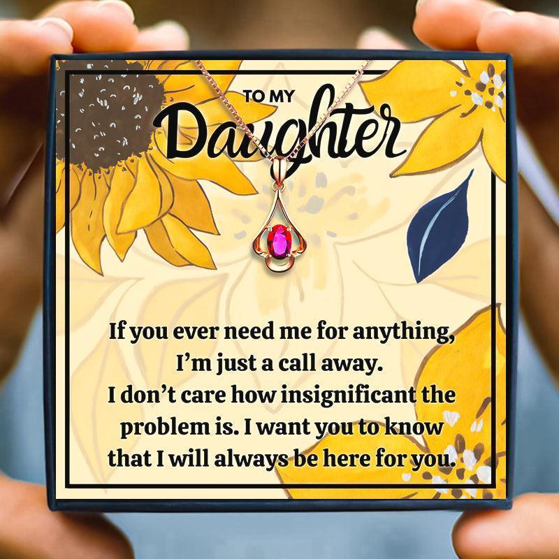 Red Stone Pendant Gift Necklaces To My Daughter - daughter necklaces - Red Stone Pendant Gift Necklaces To My Daughter - Red Crystal Necklace / Rose Gold - by Hunny Life