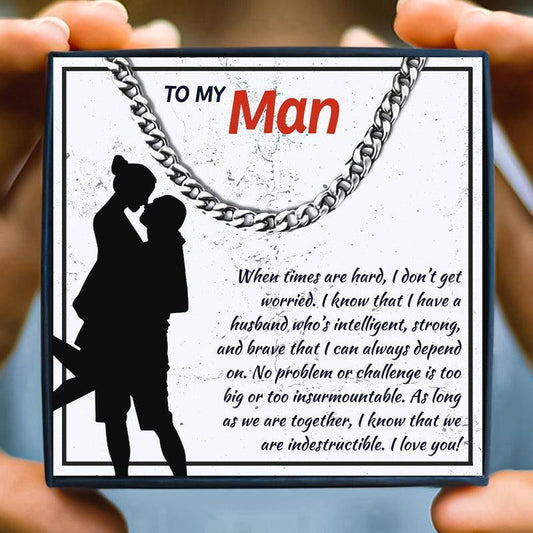 Romantic Gifts for My Husband From Wife - husband necklace - Romantic Gifts for My Husband From Wife - Silver / 50cm / 5mm - by Hunny Life