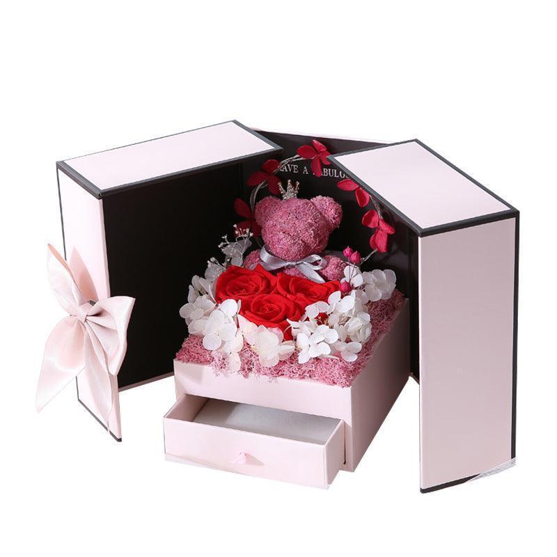 Rose Drawer Jewelry Eternal Flower Gift Box - Valentine Gift - Rose Drawer Jewelry Eternal Flower Gift Box - Red - by Hunny Life