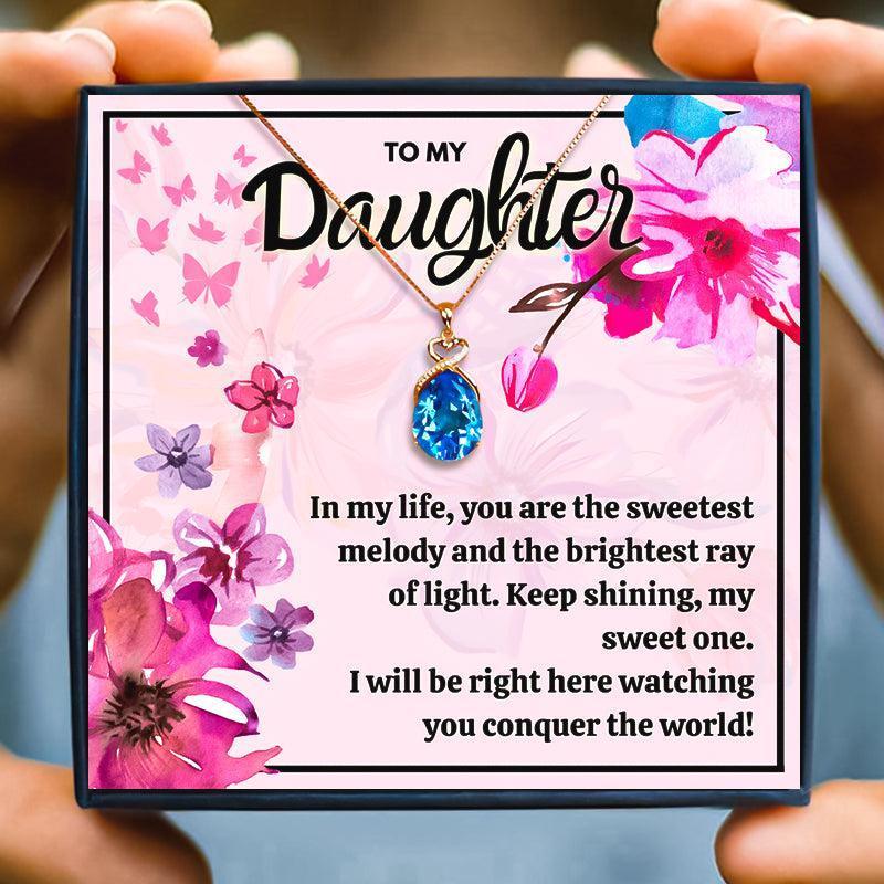 Rose Gold Mum and Daughter Quote Heart Necklace - daughter necklaces - Rose Gold Mum and Daughter Quote Heart Necklace - Red Crystal Necklace / Rose Gold - by Hunny Life