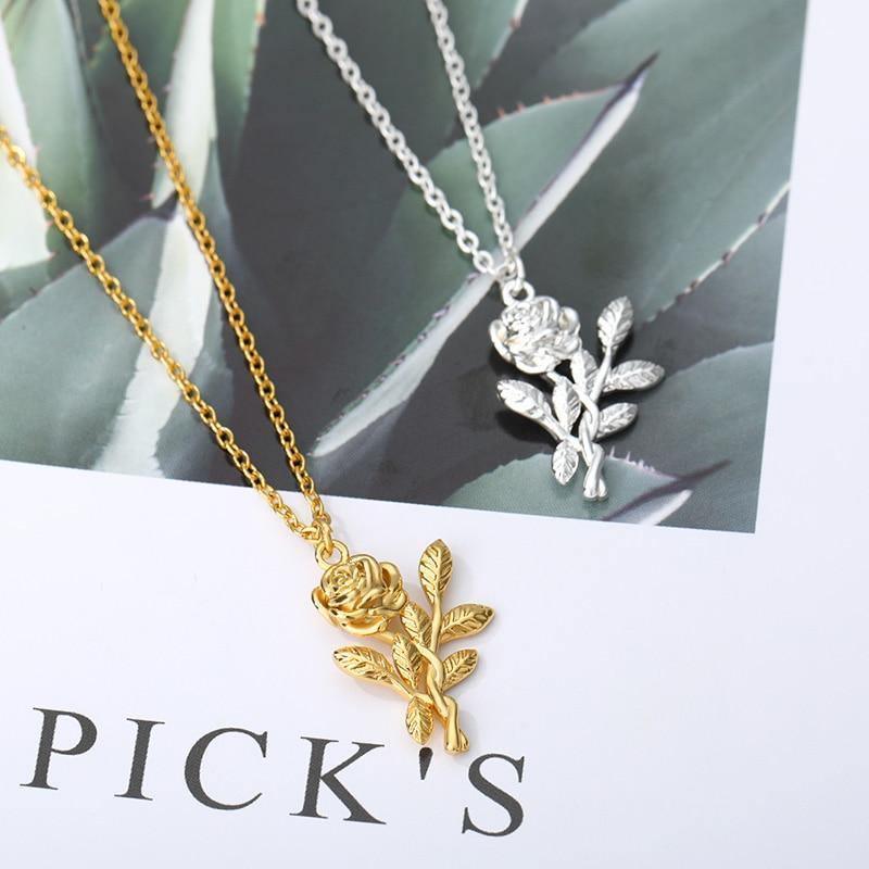 Rose Statement Pendant Necklaces - necklaces - Rose Statement Pendant Necklaces - Platinum Color / United States / 45cm - by Hunny Life