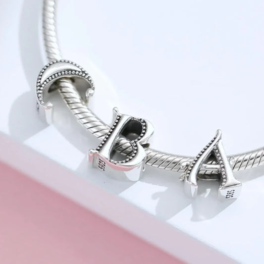 S925 Silver Beads 26 Letter Beads Cute Charms - Charms - S925 Silver Beads 26 Letter Beads Cute Charms - PC022912 - by Hunny Life