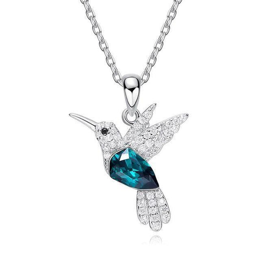 S925 silver Birds necklace and Pendant - necklace - S925 silver Birds necklace and Pendant - Green - by Hunny Life