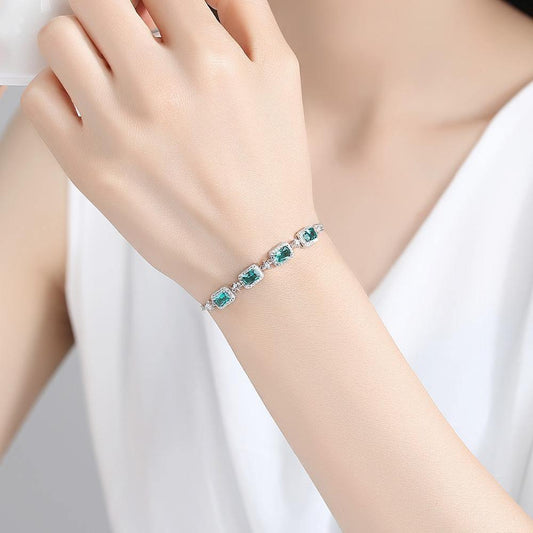S925 silver fashion emerald bracelet - Bracelets - S925 silver fashion emerald bracelet - Green - by Hunny Life