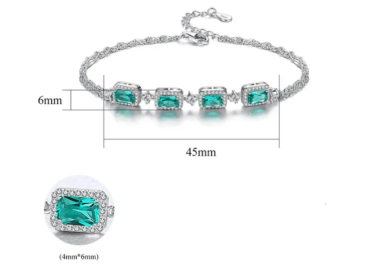 S925 silver fashion emerald bracelet - Bracelets - S925 silver fashion emerald bracelet - Green - by Hunny Life