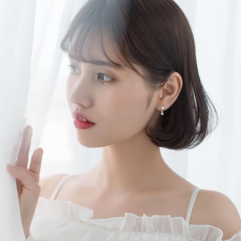 S925 silver Flower earrings - ring - S925 silver Flower earrings - Rose Gold - by Hunny Life