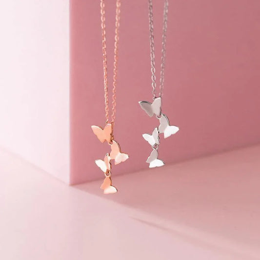 S925 Silver Forest Sweet Butterfly Element Necklace - necklace - S925 Silver Forest Sweet Butterfly Element Necklace - Sliver - by Hunny Life