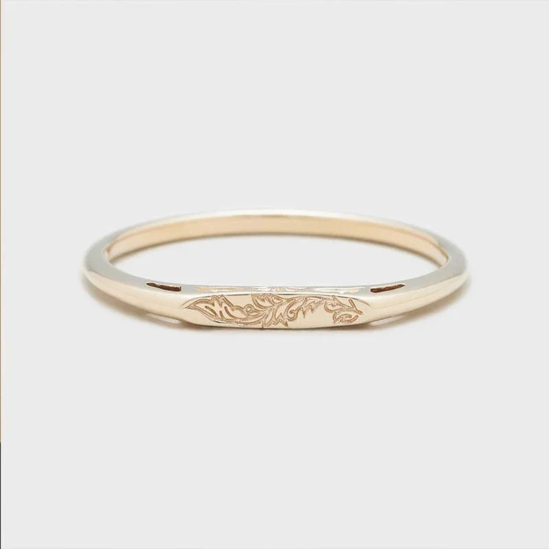 S925 Silver Hollow Print Ring Simple - rings - S925 Silver Hollow Print Ring Simple - Gold / 5th - by Hunny Life
