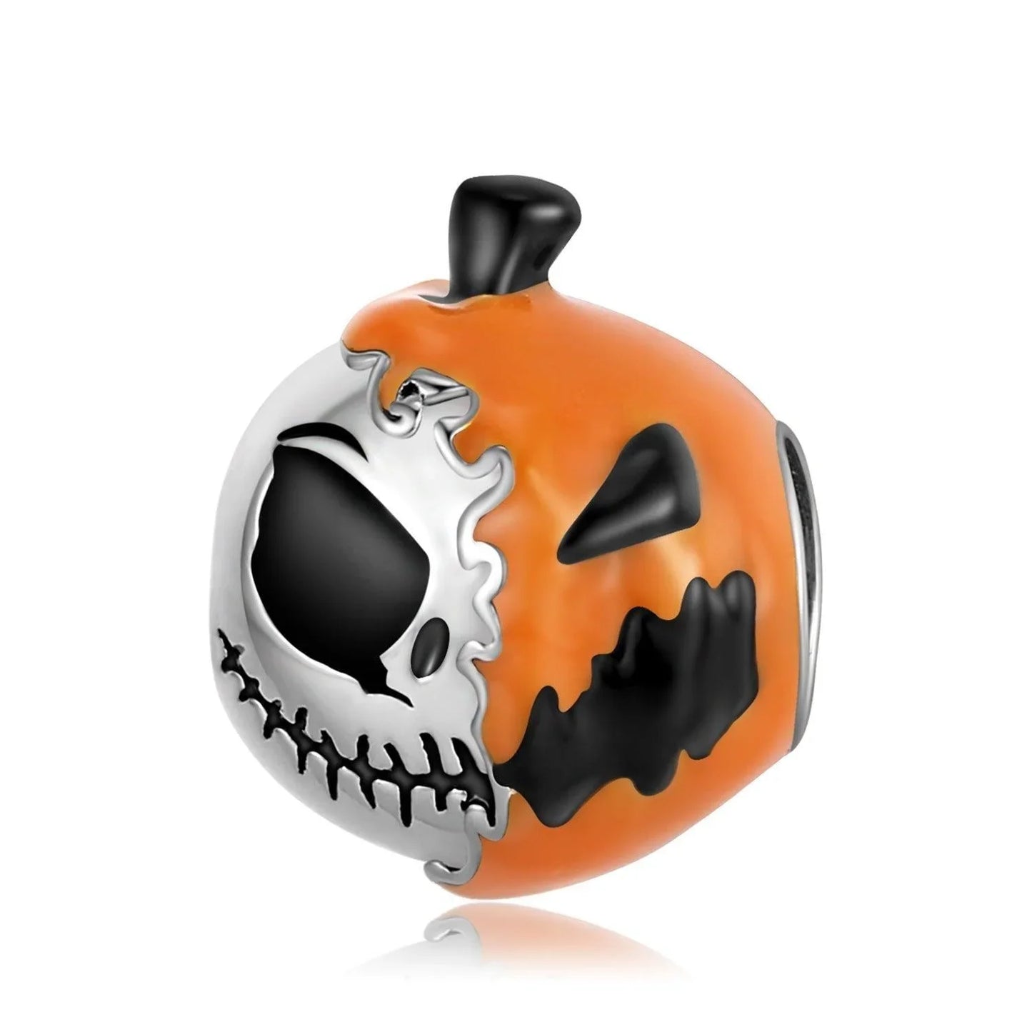 S925 Silver Pumpkin Skull Head Beads Charm - Charms - S925 Silver Pumpkin Skull Head Beads Charm - PC1378 - by Hunny Life