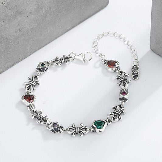 S925 Silver Rainbow Love Flower Crore Splicing Dice Bracelet - Bracelets - S925 Silver Rainbow Love Flower Crore Splicing Dice Bracelet - Silver - by Hunny Life