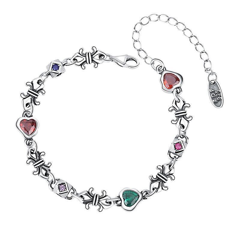 S925 Silver Rainbow Love Flower Crore Splicing Dice Bracelet - Bracelets - S925 Silver Rainbow Love Flower Crore Splicing Dice Bracelet - Silver - by Hunny Life