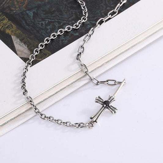 S925 Sterling Silver Cross Necklace Women - necklace - S925 Sterling Silver Cross Necklace Women - Silver - by Hunny Life