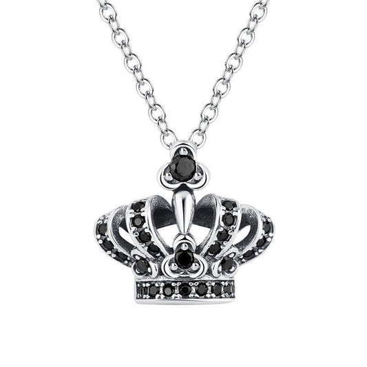 S925 Sterling Silver Crown Pendant Retro Women Necklace - necklace - S925 Sterling Silver Crown Pendant Retro Women Necklace - Silver - by Hunny Life