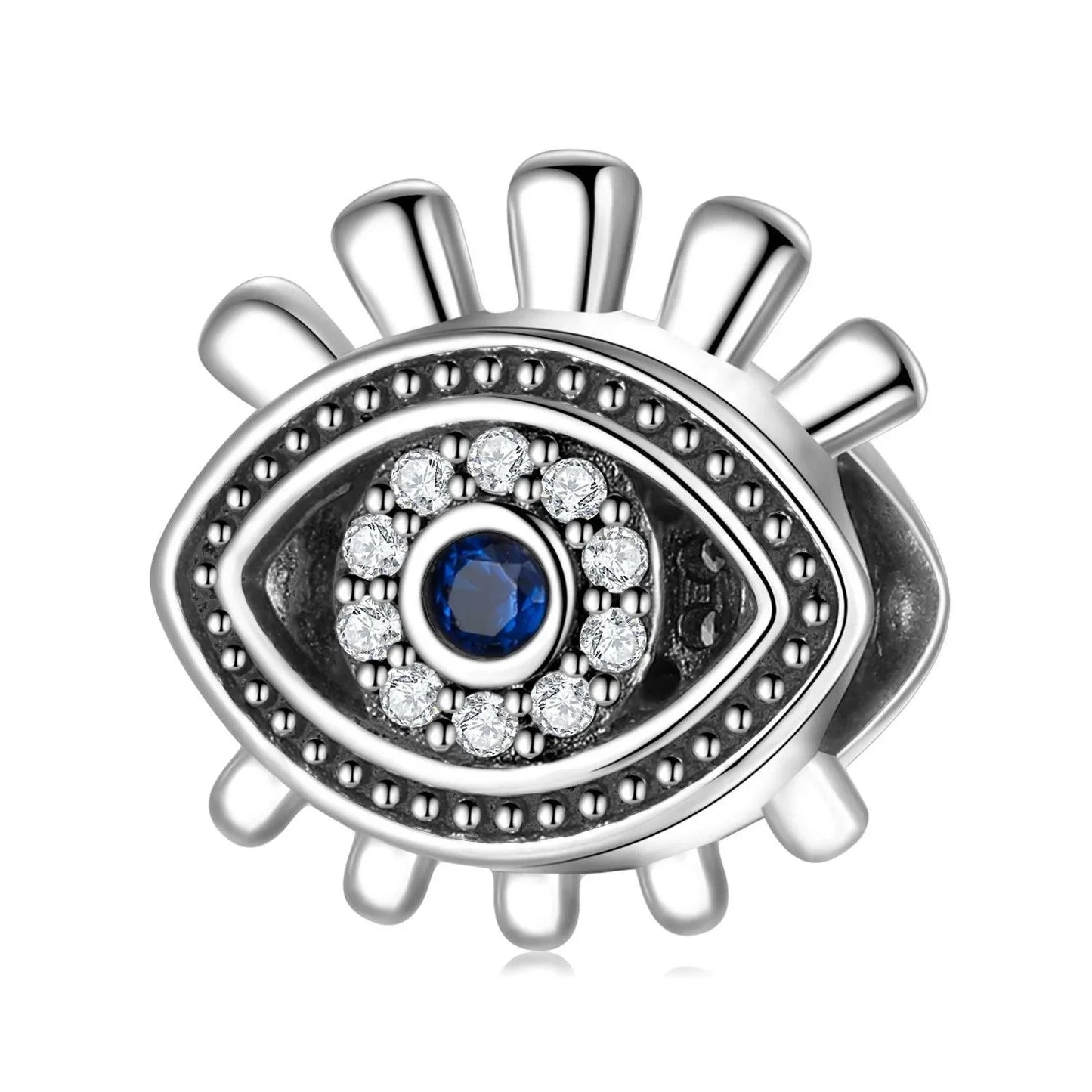 S925 Sterling Silver Cute Blue Evil Eye Charm - Charms - S925 Sterling Silver Cute Blue Evil Eye Charm - PC0220 - by Hunny Life