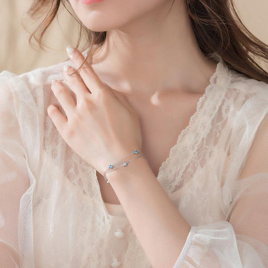 S925 Sterling Silver Double Layer Star Bracelet - Bracelets - S925 Sterling Silver Double Layer Star Bracelet - Silver - by Hunny Life