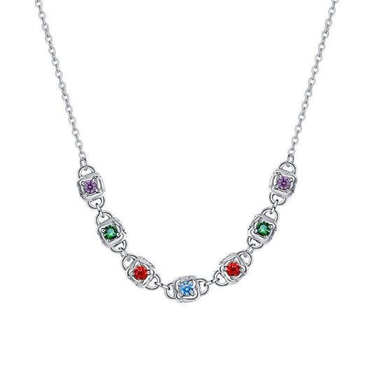 S925 Sterling Silver Fashion Colorful Square Dice Necklace - necklace - S925 Sterling Silver Fashion Colorful Square Dice Necklace - Silver - by Hunny Life