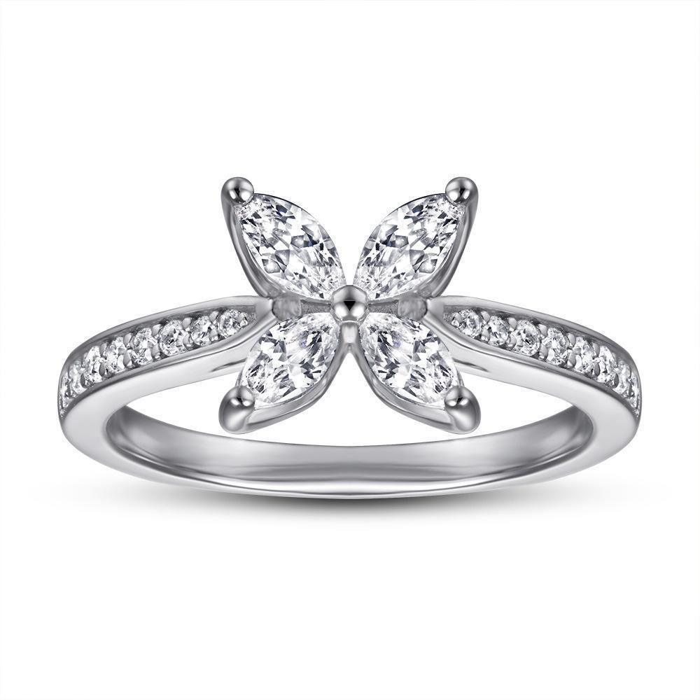 S925 Sterling Silver Ladies Gardenia Horse Eye Ring - ring - S925 Sterling Silver Ladies Gardenia Horse Eye Ring - White gold / Size 5 - by Hunny Life