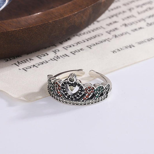 S925 Sterling Silver Pomegranate Red Diamond Ring - rings - S925 Sterling Silver Pomegranate Red Diamond Ring - Silver - by Hunny Life