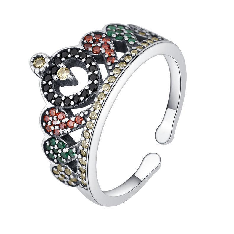 S925 Sterling Silver Pomegranate Red Diamond Ring - rings - S925 Sterling Silver Pomegranate Red Diamond Ring - Silver - by Hunny Life