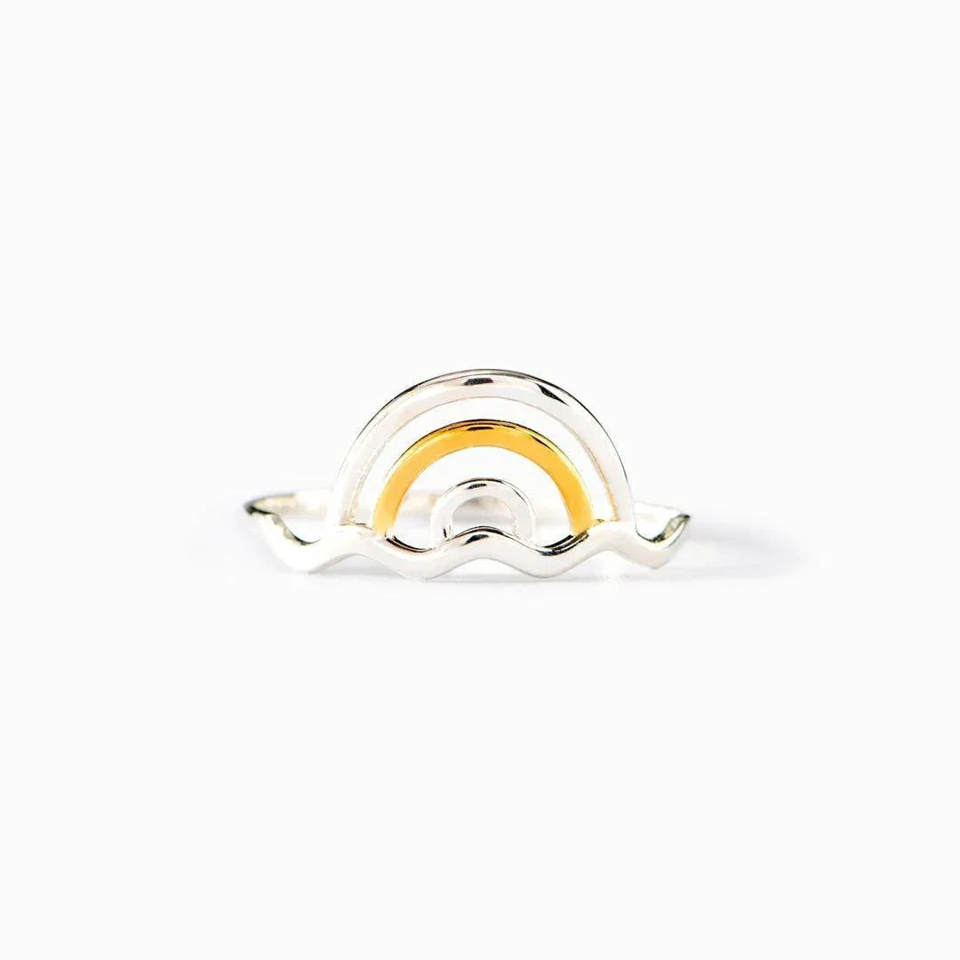S925 Sterling Silver Rainbow Ring For Women - ring - S925 Sterling Silver Rainbow Ring For Women - Platinum Gold / Size 7 - by Hunny Life