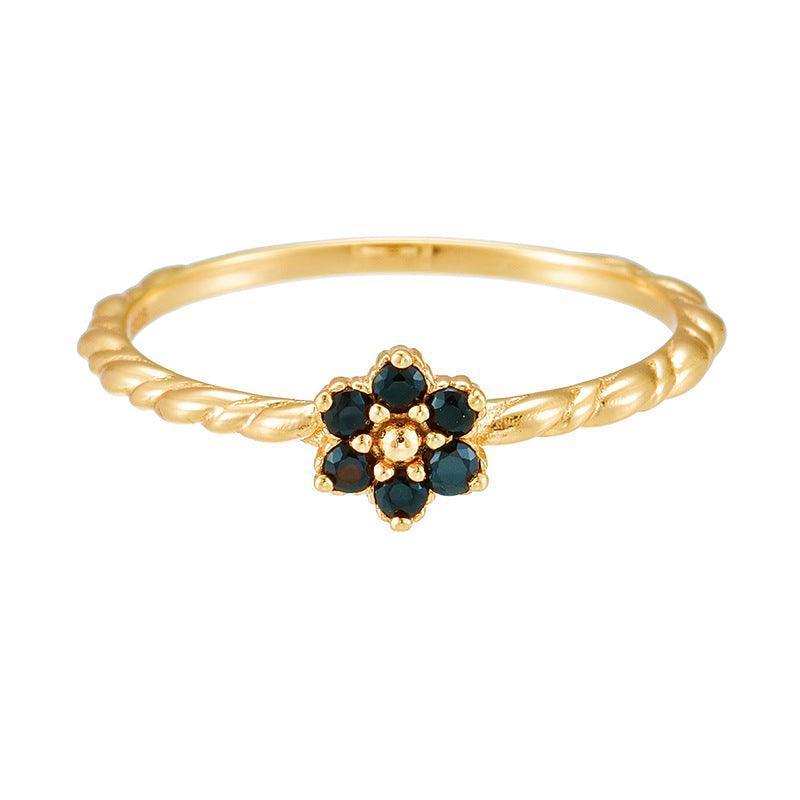 S925 Sterling Silver Ring Female Natural Black Agate - rings - S925 Sterling Silver Ring Female Natural Black Agate - Silver / Size5 - by Hunny Life